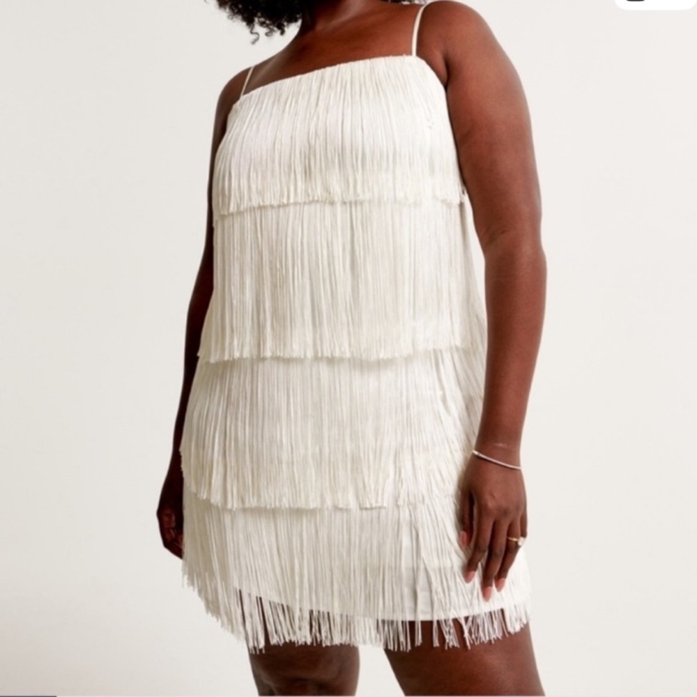 Abercrombie and Fitch White Fringe Dress